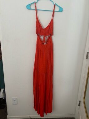 L*Space Small Orange Cutout Maxi Dress Open Back Resort Dress